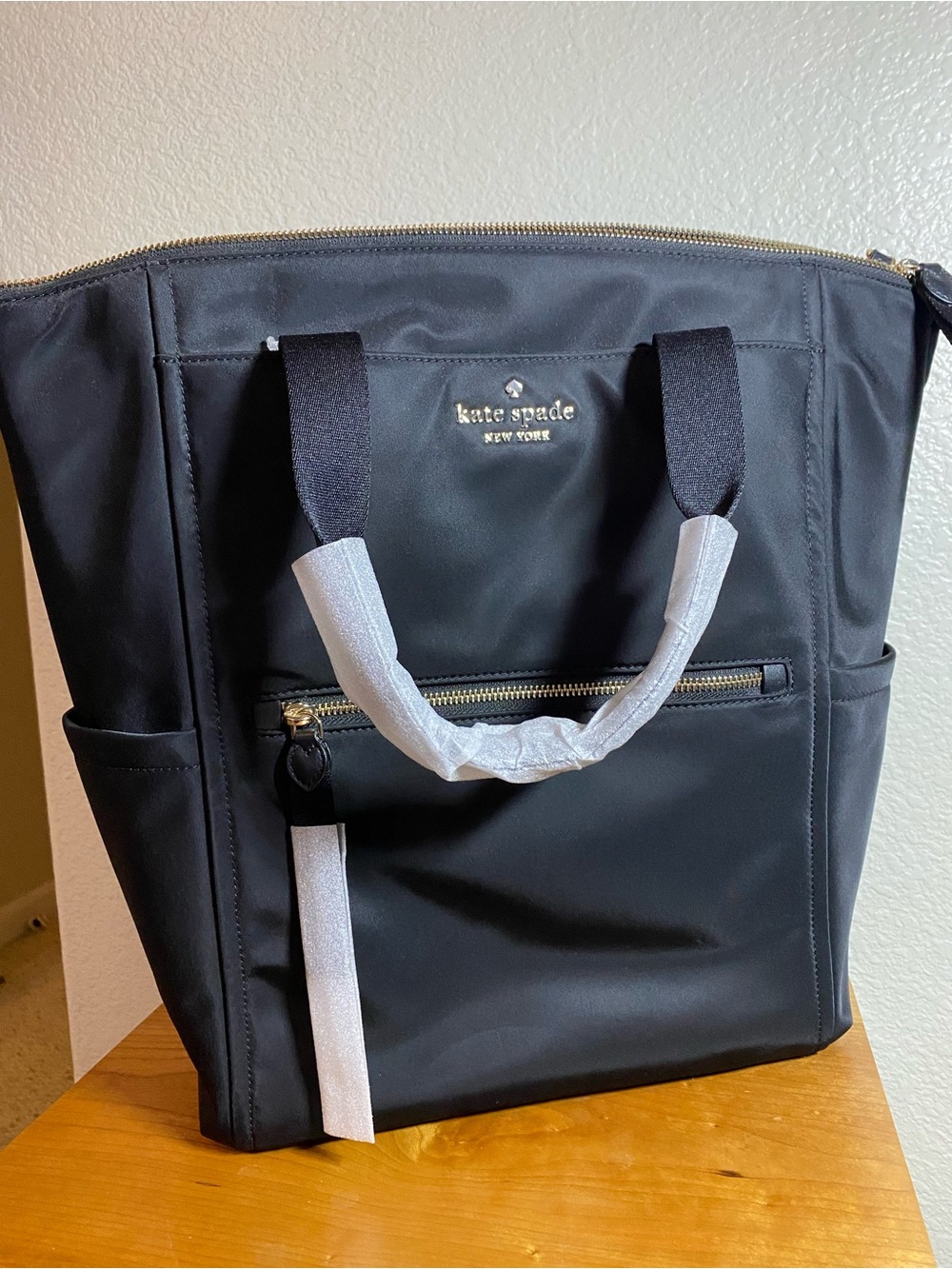kate spade Black Nylon Laptop Tote with Gold Hardware